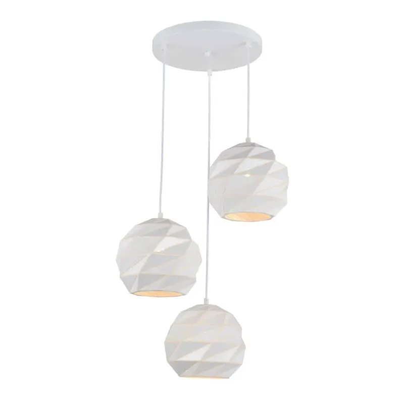 Lampa wisząca metalowa beżowa 3-punktowa PND-2424-3S-WH z serii PALERMO - Lampy Italux Ekspresowa dostawa