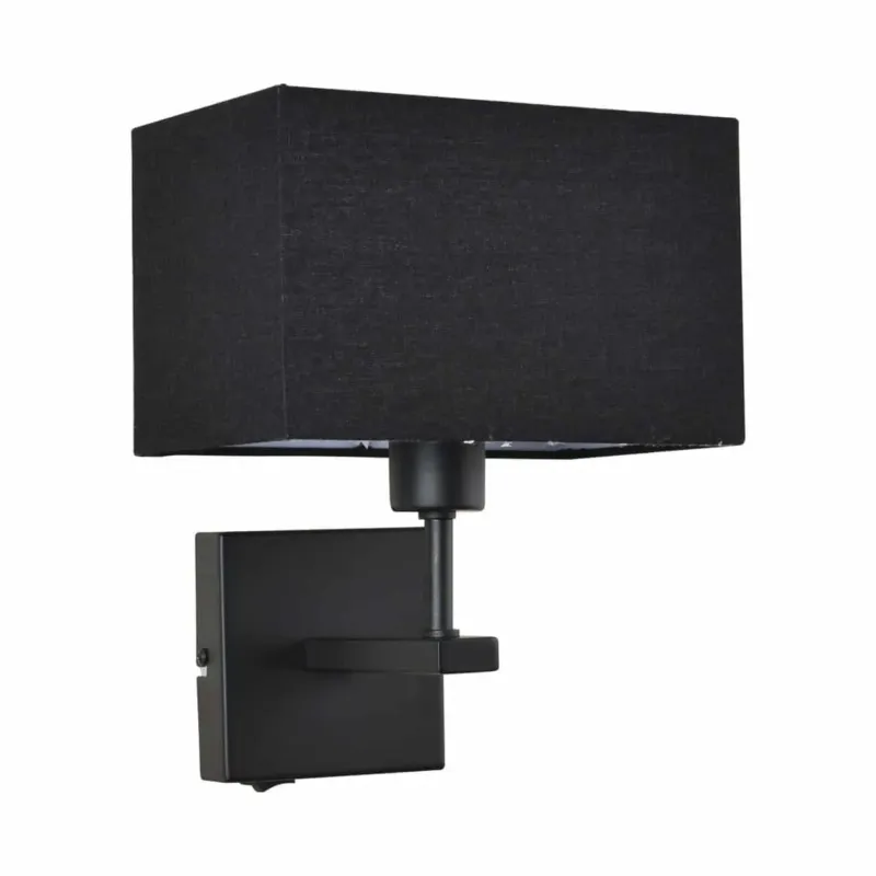 Sprawdź teraz Kinkiet czarny metalowy z tkaninowym abażurem WL-1122-1-A-BM-RC-BL z serii NORTE - Lampy Italux