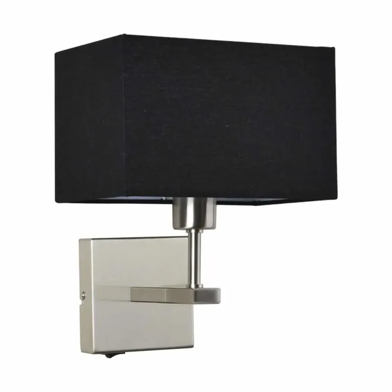 Kinkiet metalowy czarny z tkaninowym abażurem WL-1122-1-A-SN-RC-BL z serii NORTE - Lampy Italux Promocja