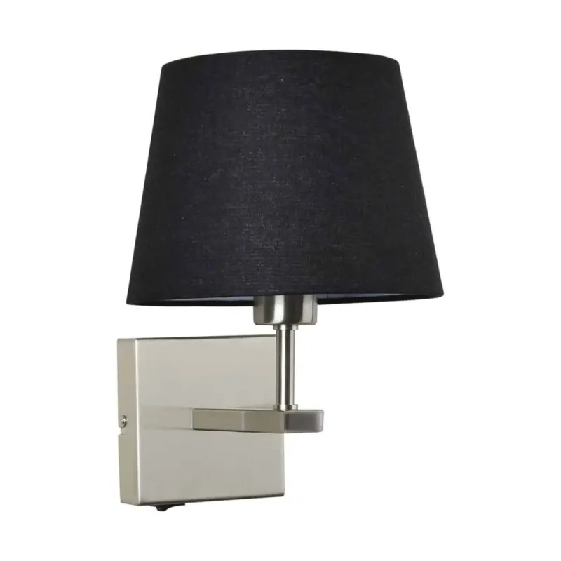 Kinkiet metalowy srebrny z czarnym abażurem WL-1122-1-A-SN-RO-BL z serii NORTE - Lampy Italux Szybka wysyłka