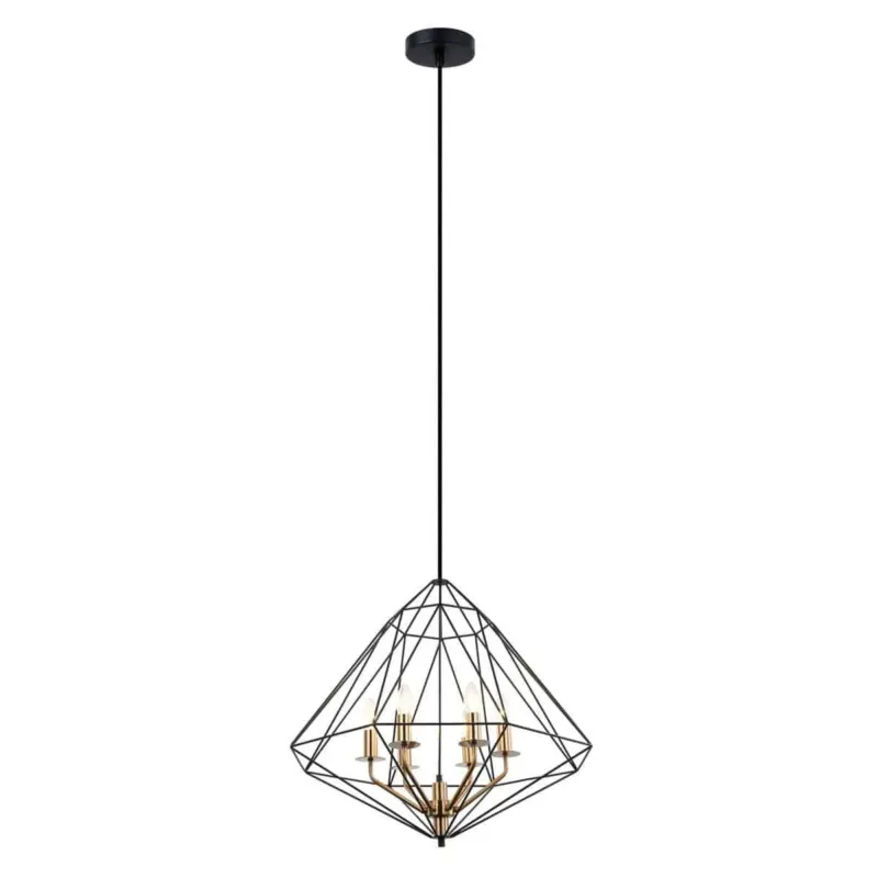 Wyjątkowa oferta Lampa wisząca metalowa czarno-złota 6-punktowa PEN-6369-6-BKBR z serii MARESMO - Lampy Italux
