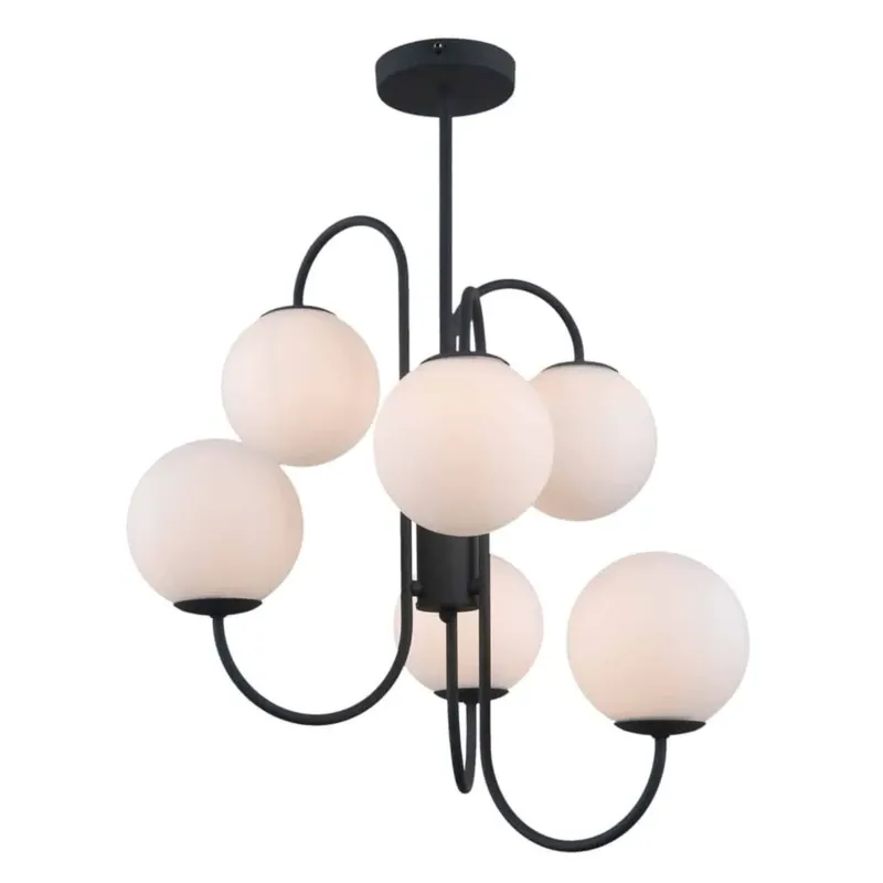 Tylko dziś Lampa wisząca czarna metalowa z 6 szklanymi kulami PND-5500-6-BK z serii GELA - Lampy Italux