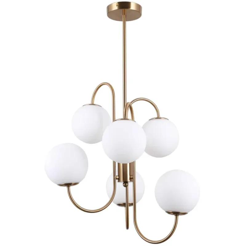 Lampa wisząca złota metalowa z 6 szklanymi kulami PND-5500-6-HBR z serii GELA - Lampy Italux Sprawdź teraz