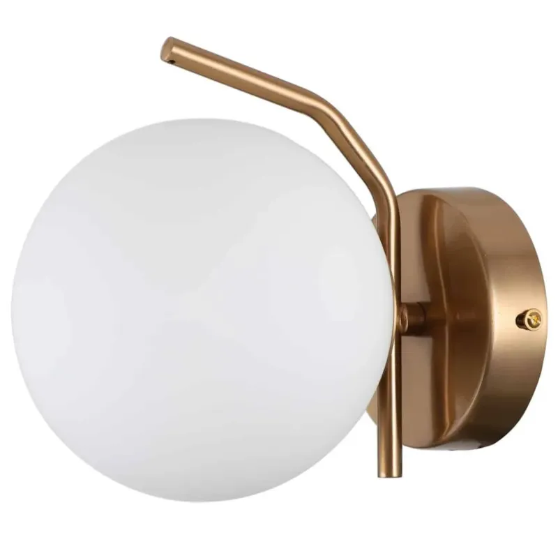 Kinkiet metalowy złoty z białym szklanym kloszem WL-3300-1-HBR z serii CARIMI - Lampy Italux Oferta