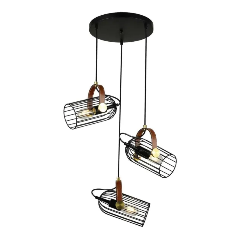 Lampa wisząca loftowa czarna metalowa 3-punktowa PND-2445-3-BK z serii ANTOIN - Lampy Italux Zamów teraz