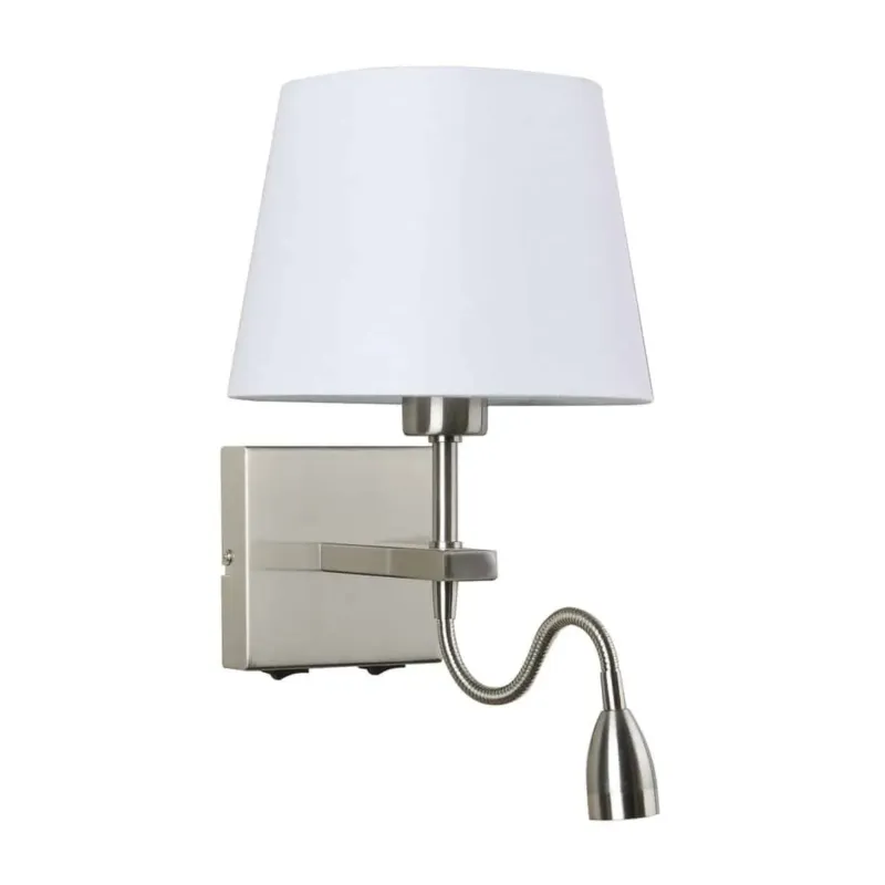 Kinkiet metalowy srebrny z białym abażurem WL-1122-2-BL-SN-RO-WH z serii NORTE - Lampy Italux Wybór klientów