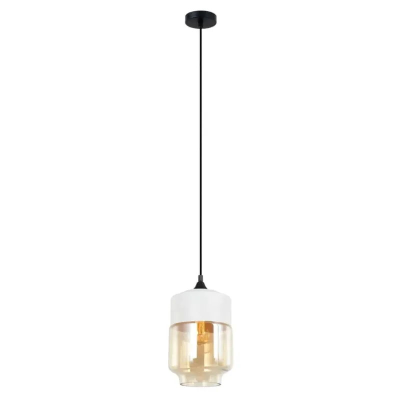 Lampa wisząca biała szklana 1-punktowa MDM-2377/1 W+AMB z serii MOLINA - Lampy Italux Popularny