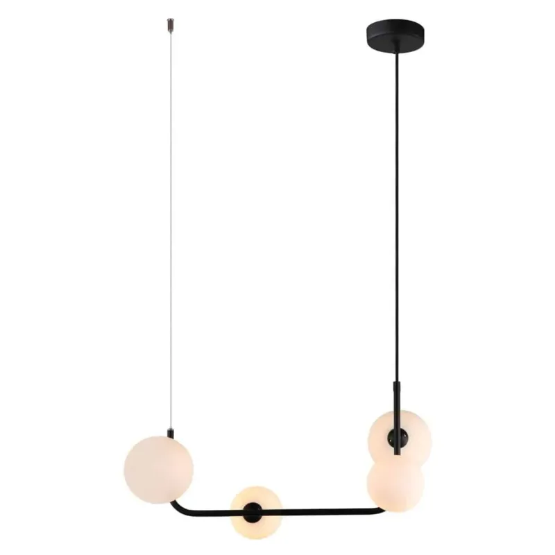 Wyprzedaż Lampa wisząca czarna metalowa z 4 szklanymi kulami MDM-4123/4 BK z serii FERRAND - Lampy Italux