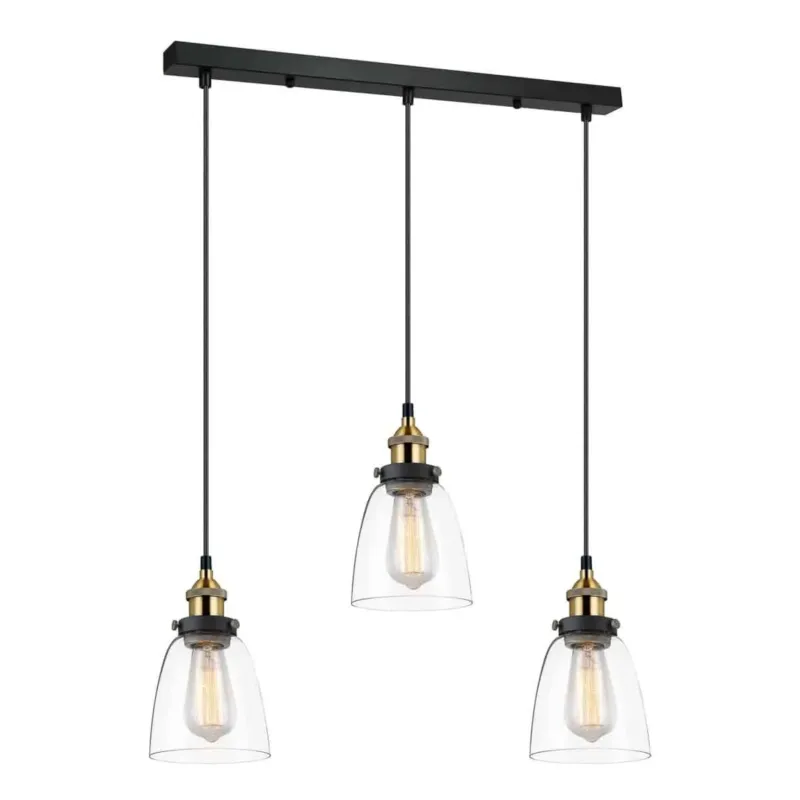 Lampa wisząca loftowa czarno-złota 3-punktowa MDM-2563/3 z serii FRANCIS - Lampy Italux Oferta