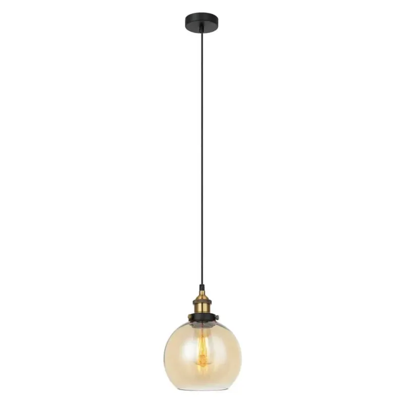 Lampa wisząca szklana bursztynowa czarno-złota MDM-4330/1 z serii CARDENA - Lampy Italux Łatwy zwrot