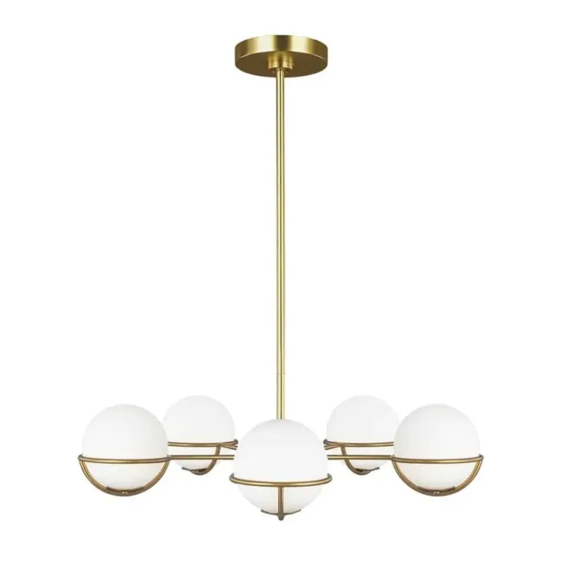 Dodaj do koszyka Lampa wisząca mosiężna 5-punktowa z białymi kulami FE-APOLLO5-BB z serii APOLLO - Elstead Lighting