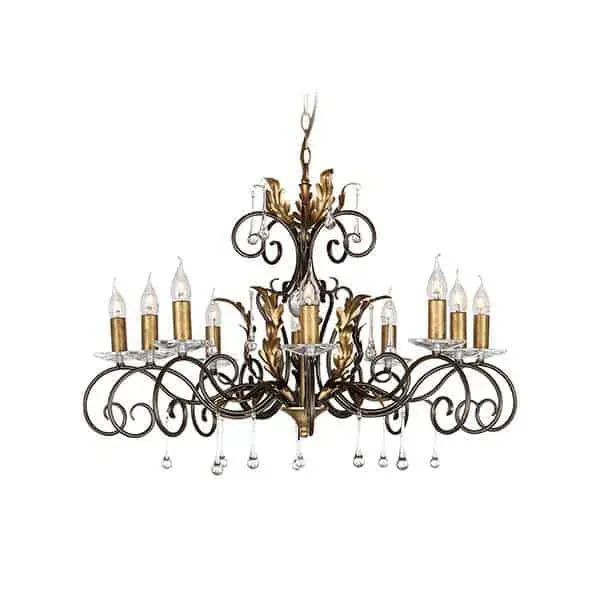 Żyrandol metalowy brązowo-złoty 10-punktowy AML10 BRONZE z serii AMARILLI - Elstead Lighting Ekspresowa dostawa