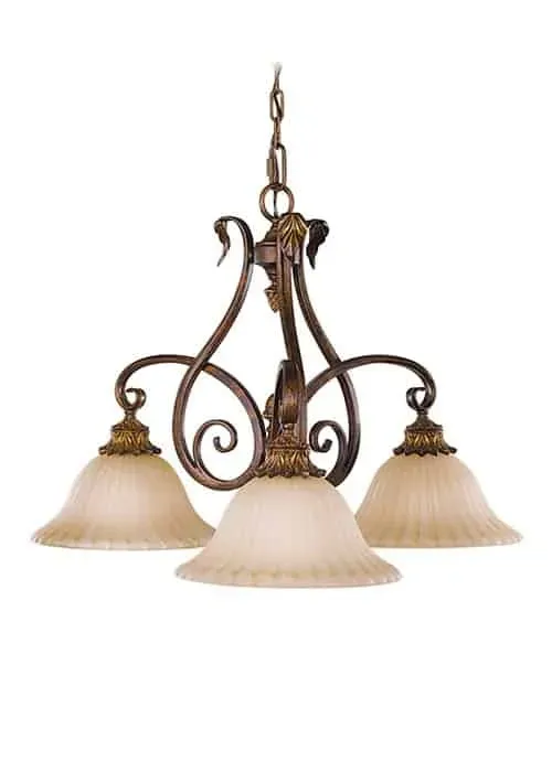 Popularny Żyrandol metalowy brązowy 3-punktowy ze szklanymi kloszami FE/SONOMAVAL3 z serii SONOMA VALLEY - Elstead Lighting