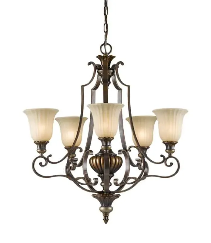 Żyrandol metalowy brązowy 5-punktowy FE/KELHALL5 z serii KELHAM HALL - Elstead Lighting Wybór klientów