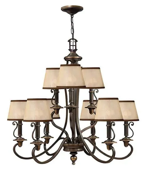 Hit sprzedaży Żyrandol metalowy brązowy 9-punktowy z abażurami HK/PLYMOUTH9 z serii PLYMOUTH - Elstead Lighting