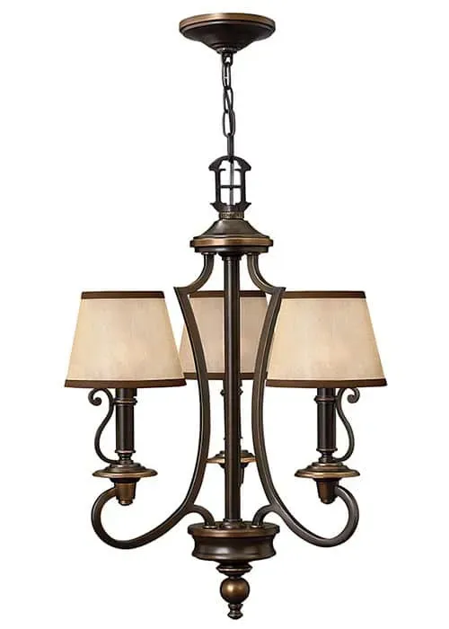 Oferta czasowa Żyrandol metalowy brązowy z beżowymi abażurami 3-punktowy HK/PLYMOUTH3 z serii PLYMOUTH - Elstead Lighting
