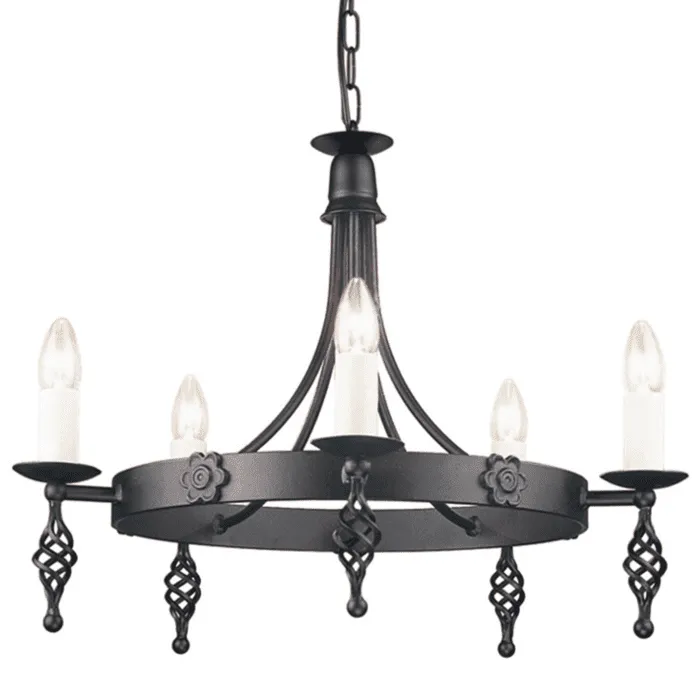 Żyrandol metalowy czarny 5-punktowy BY5 z serii BELFRY - Elstead Lighting Oferta czasowa