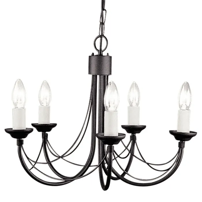 Bestseller Żyrandol metalowy czarny 5-punktowy CB5 z serii CARISBROOKE - Elstead Lighting