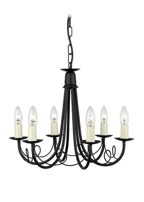 Żyrandol metalowy czarny 6-punktowy MN6 z serii MINSTER - Elstead Lighting Tani