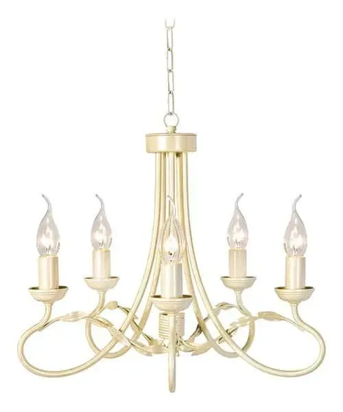 Żyrandol metalowy ecru 5-punktowy OV5 IVORY/GOLD z serii OLIVIA - Elstead Lighting Ograniczona ilość