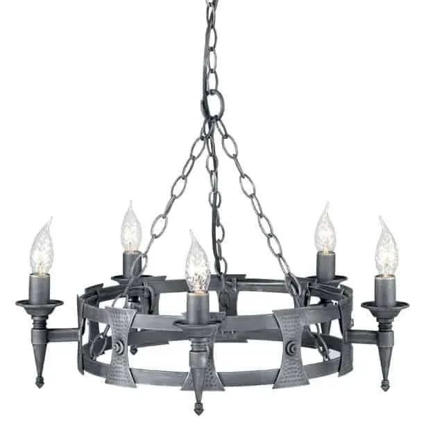 Żyrandol metalowy grafitowy 5-punktowy SAX5 BLK/SIL z serii SAXON - Elstead Lighting Rabat