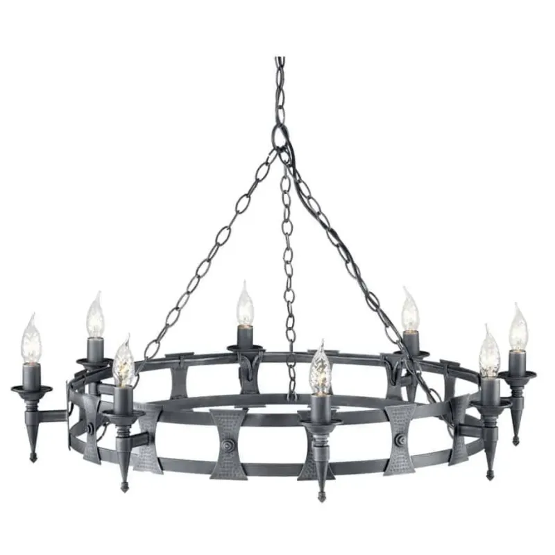 Żyrandol metalowy grafitowy 8-punktowy SAX8 BLK/SIL z serii SAXON - Elstead Lighting Dodaj do koszyka