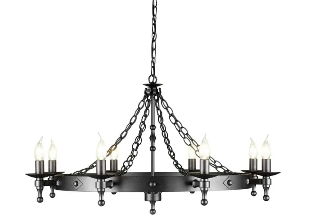 Żyrandol metalowy grafitowy 8-punktowy WR8 z serii WARWICK - Elstead Lighting Zamów dziś