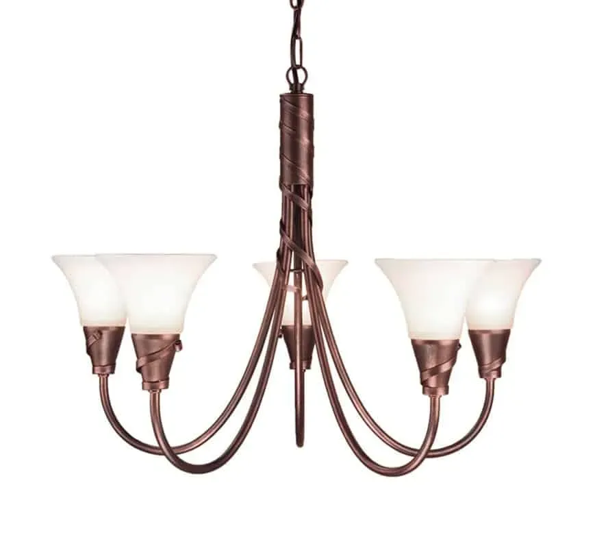 Wyjątkowa oferta Żyrandol metalowy miedziany 5-punktowy EM5 COPPER z serii EMILY - Elstead Lighting