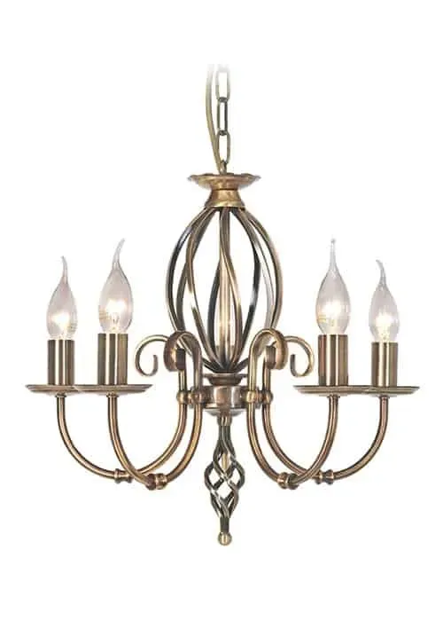 Żyrandol metalowy mosiężny 5-punktowy ART5 AGD BRASS z serii ARTISAN - Elstead Lighting Nie przegap