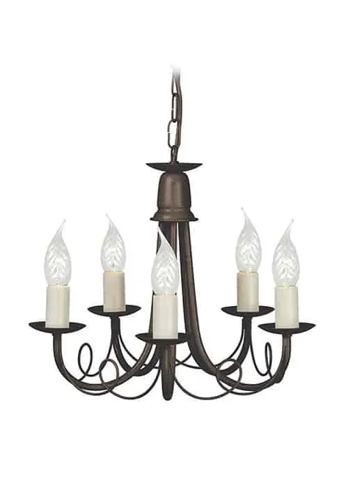 Wysoka jakość Żyrandol metalowy mosiężny 5-punktowy MN5 BLK/GOLD z serii MINSTER - Elstead Lighting