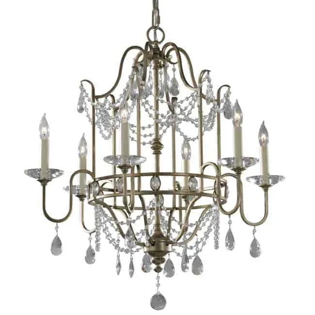 Żyrandol metalowy srebrny 6-punktowy z kryształami FE/GIANNA6 z serii GIANNA - Elstead Lighting Nowość