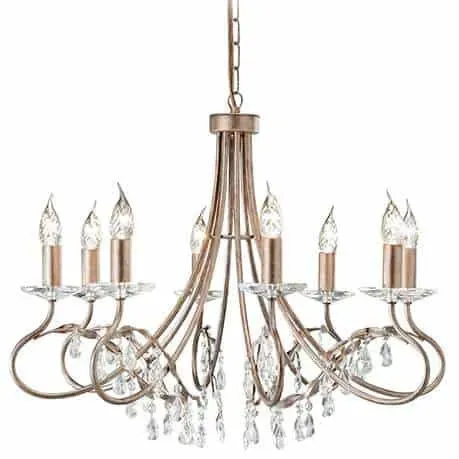 Żyrandol metalowy złoty 8-punktowy CRT8 z serii CHRISTINA - Elstead Lighting Niska cena