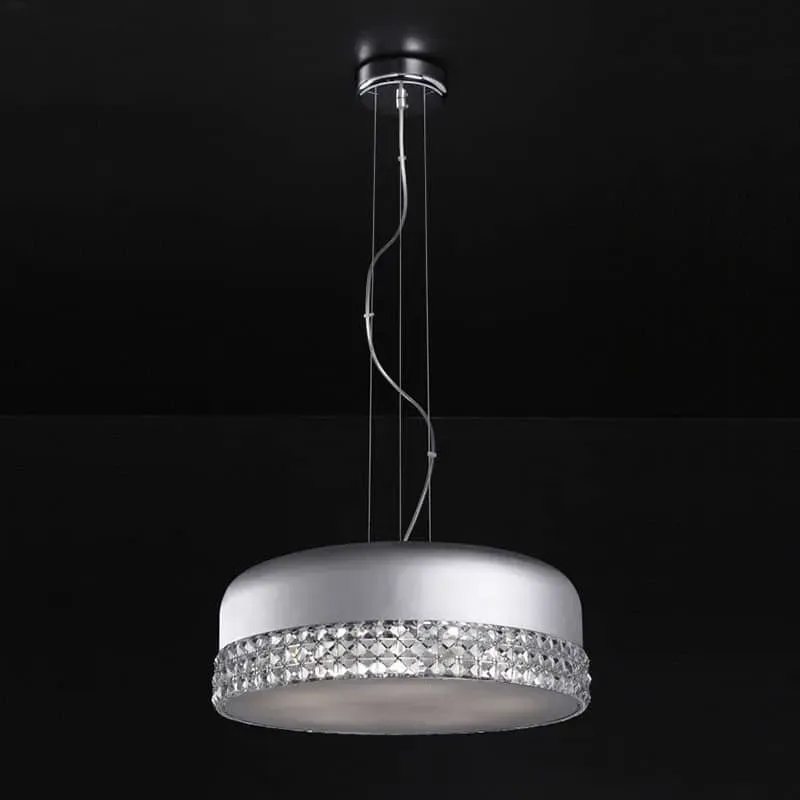 Lampa wisząca srebrna metalowa z kryształami 46cm P0288-06L-F4H4 z serii CARINA - Lampy Italux Hit sprzedaży