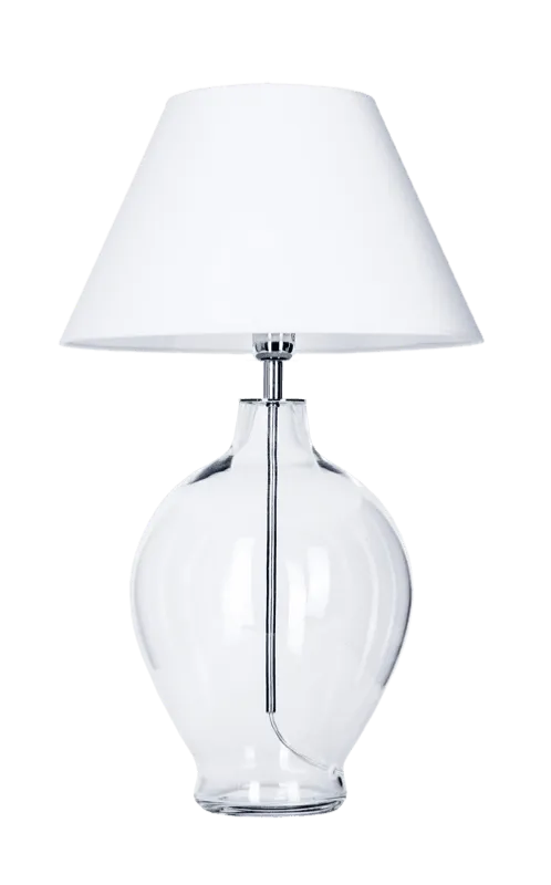 Zniżka Lampa stołowa piękna z transparentną podstawą i białym kloszem CAPRI L014041215 - 4concepts