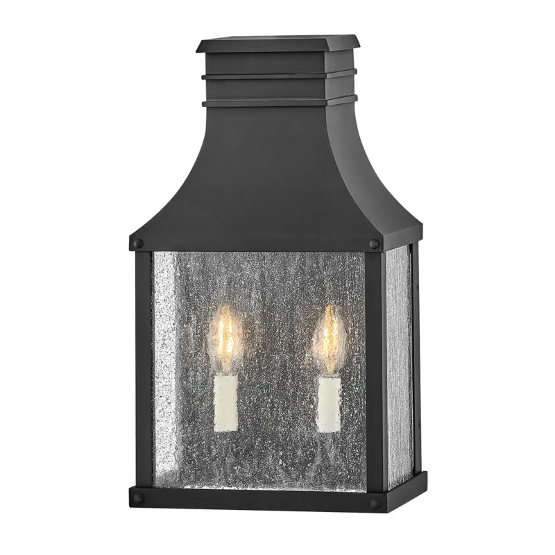 Kinkiet zewnętrzny czarny aluminiowy ze szkłem bąbelkowym HK-BEACON-HILL7-MB z serii BEACON HILL - Elstead Lighting Tylko dziś