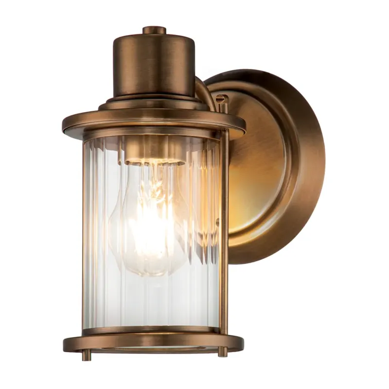 Kinkiet mosiężny ze szkłem żebrowanym QZ-RIGGS1-BATH-WS z serii Riggs - Elstead Lighting Ograniczona ilość