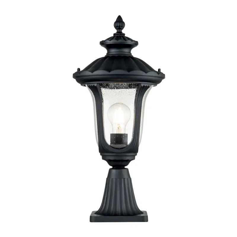 Bezpieczna płatność Lampa cokołowa czarna metalowa klasyczna CC3-S-BK z serii Chicago - Elstead Lighting