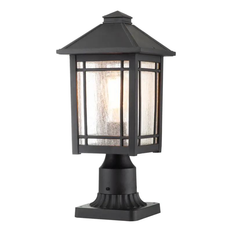 Lampa cokołowa czarna metalowa szklana QZ-CEDAR-POINT3-M-BK z serii CEDAR POINT - Elstead Lighting Dostępne od ręki