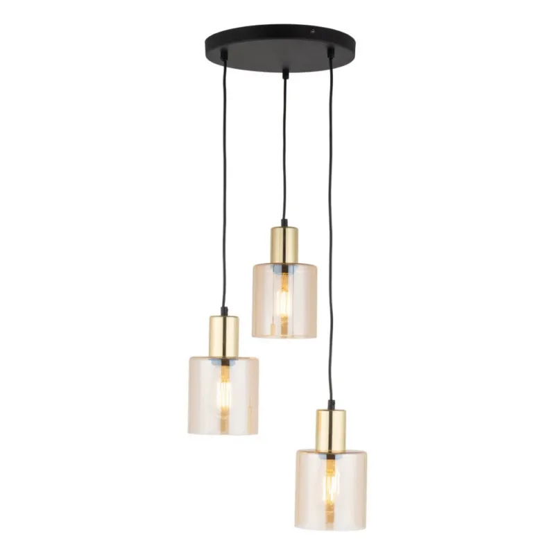 Lampa szklana wisząca potrójna Sierra 32cm bursztynowy / złoty TK Lighting Super okazja