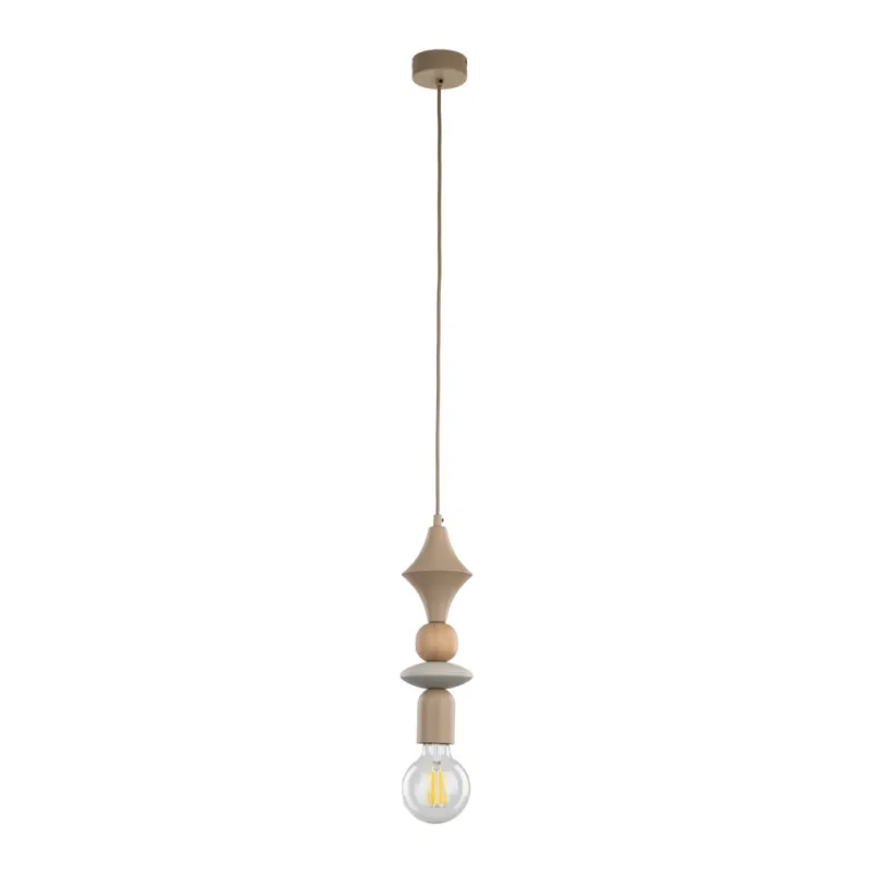 Bezpieczne zakupy Lampa wisząca żarówka z dekoracyjną oprawką Tower Sabia Wood 10cm beżowa TK Lighting