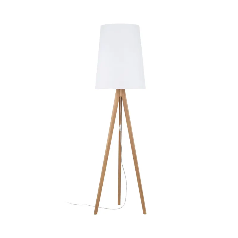 Lampa na trójnogu drewnianym z białym kloszem Walz 175cm TK Lighting Hit cenowy