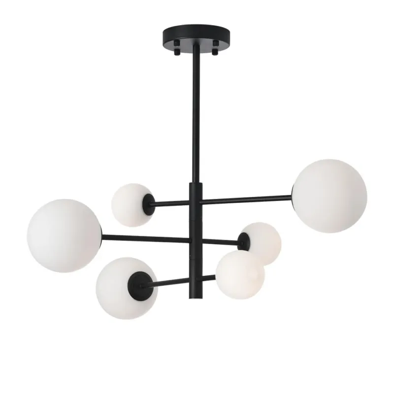 Wyjątkowa oferta Lampa sufitowa 6 szklanych kul Bolti 82cm biały / czarny Yaskr