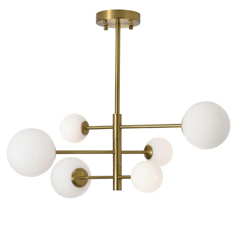 Okazja Lampa sufitowa 6 szklanych kul Bolti 82cm biały / złoty mosiądz Yaskr