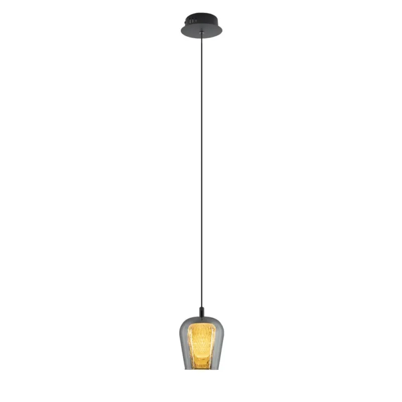 Zamów teraz Lampa wisząca nowoczesna Keso LED 13cm czarny / szkło dymione Yaskr