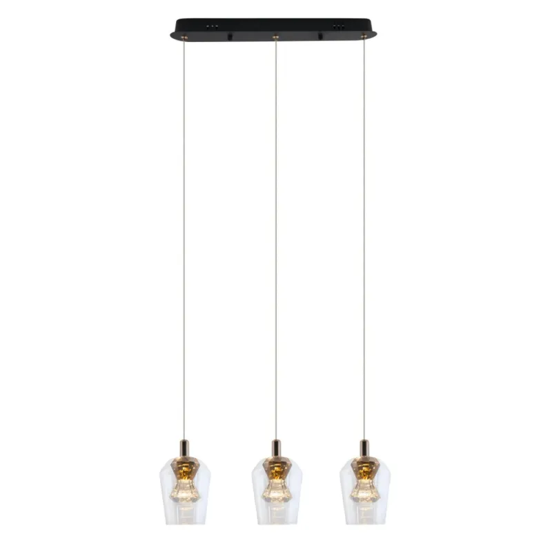 Najlepsza cena Lampa wisząca glamour Tasa LED III 48cm szkło transparentne / różowe złoto Yaskr