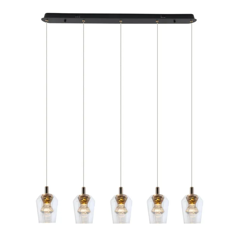 Hit sprzedaży Lampa wisząca glamour Tasa LED V 90cm szkło transparentne / różowe złoto Yaskr