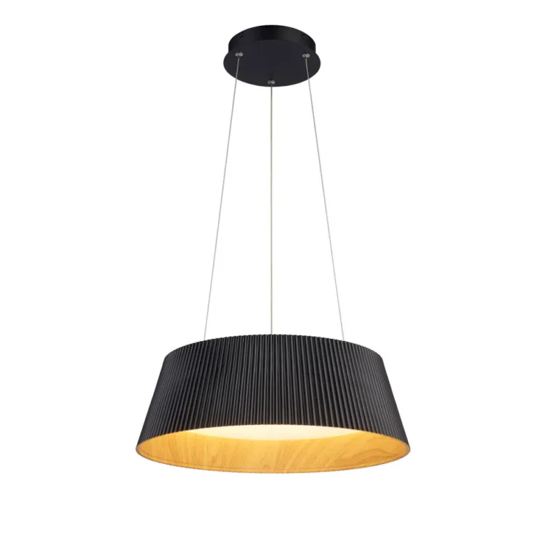 Lampa wisząca z ryflowanym kloszem Frill LED 45cm czarny / drewno Step Into Design Bezpieczna płatność