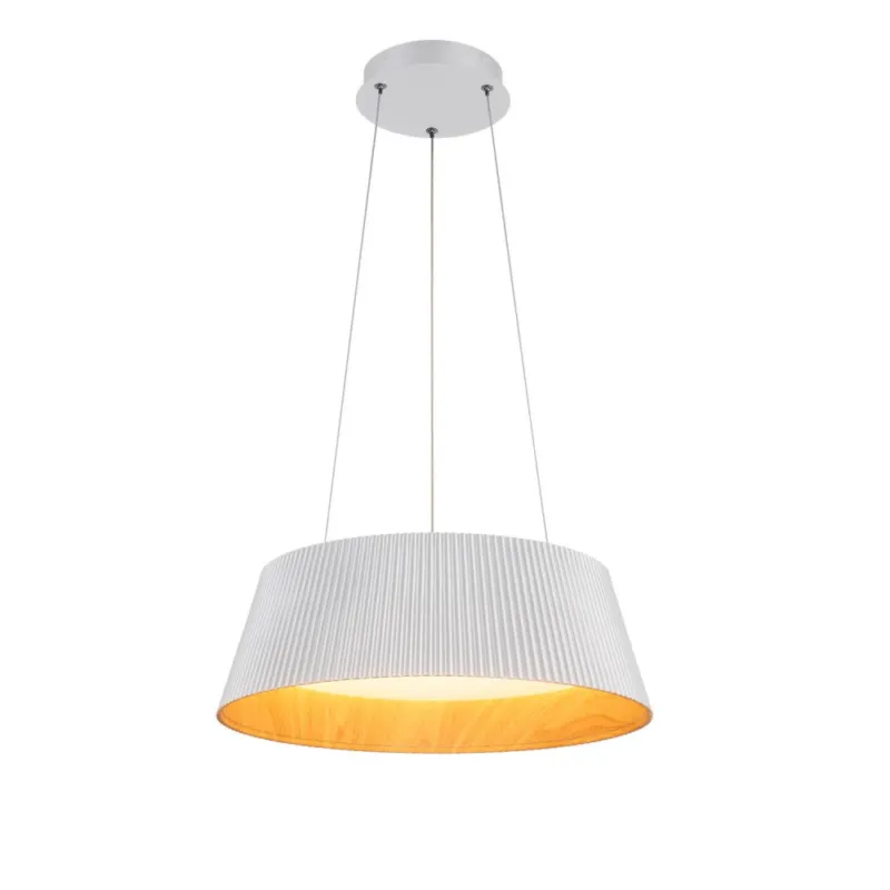 Lampa wisząca z ryflowanym kloszem Frill LED 45cm biały / drewno Step Into Design Hit sprzedaży