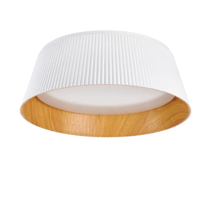 Szybka wysyłka Plafon z ryflowanym kloszem Frill LED 45cm biały / drewno Step Into Design