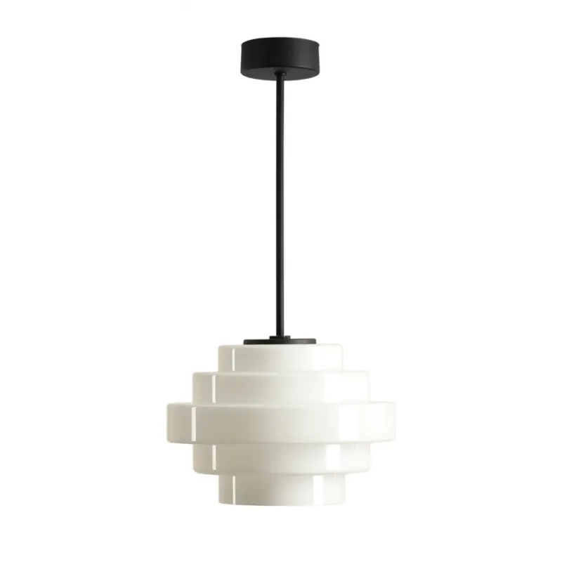 Darmowy zwrot Lampa sufitowa szklana Filo Milky 22cm H45cm mleczne szkło / czarny Aldex